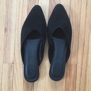 Everlane V Mule Black Suede Flats